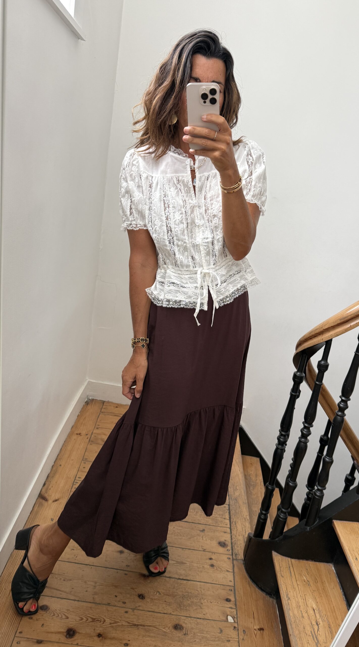 robe longue camel prune