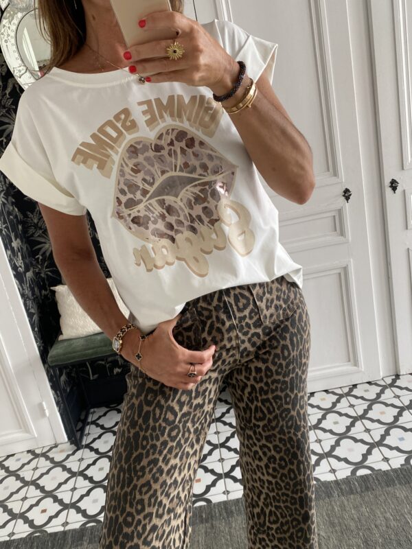 jeans léopard wide poches 7/8 éme