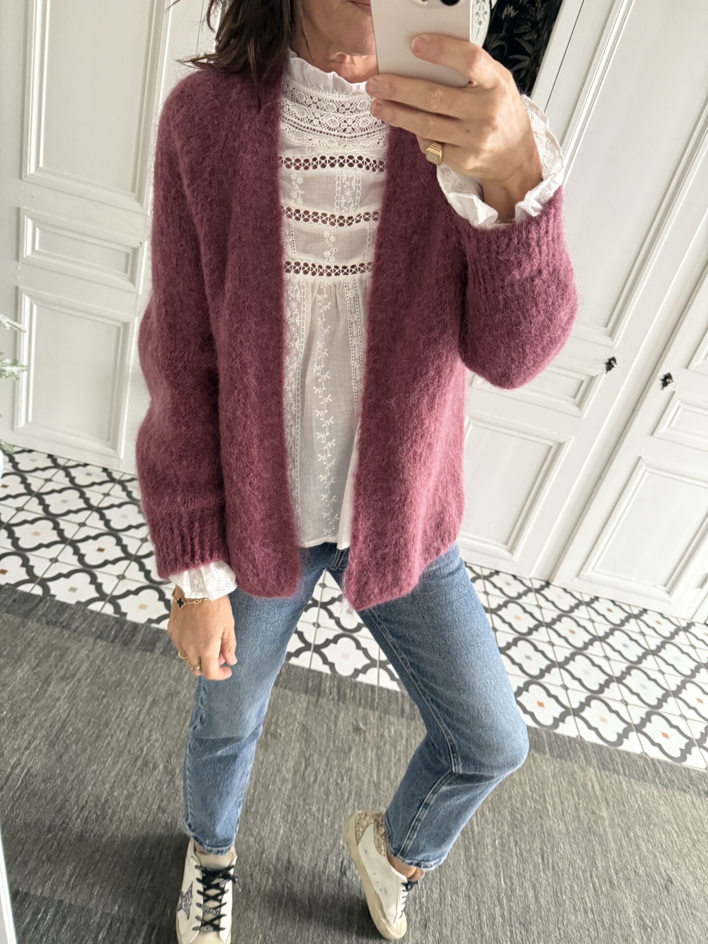 pull margot alpaga épaules froncées gris