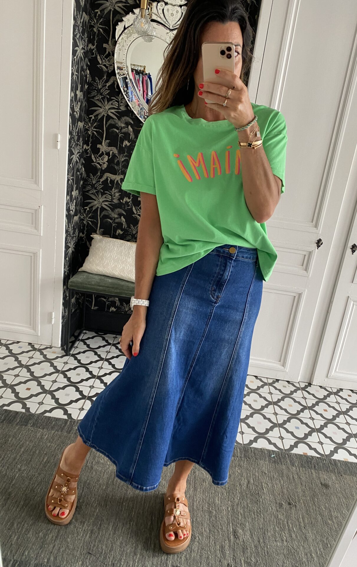 Jupe jeans midi outlet