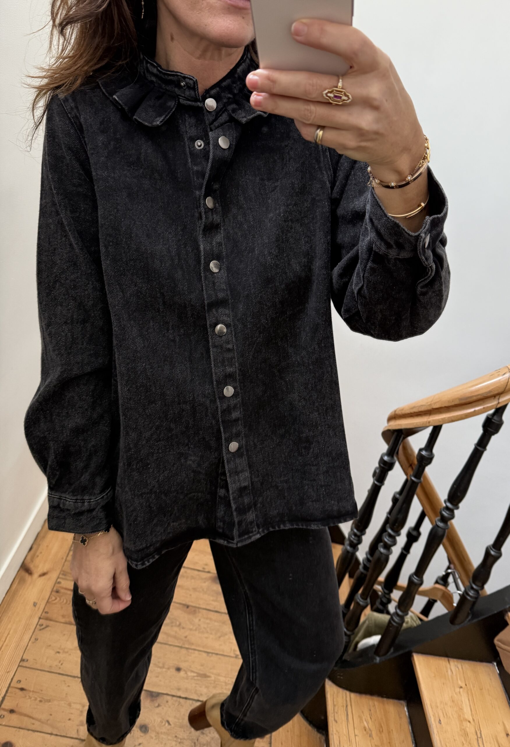 IMG_6097 surchemise col frou frou volant jeans gris