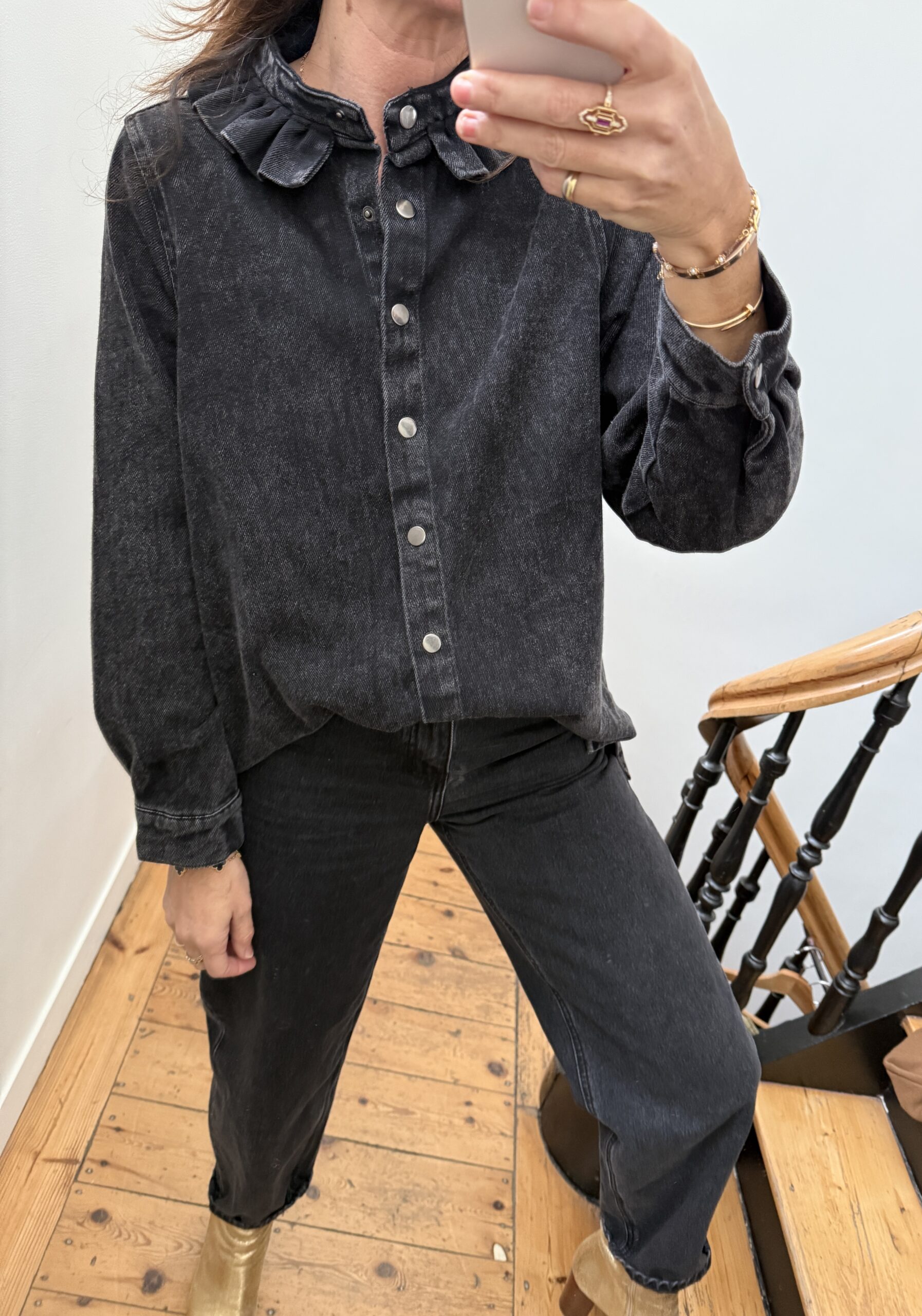 IMG_6098 surchemise col frou frou volant jeans gris