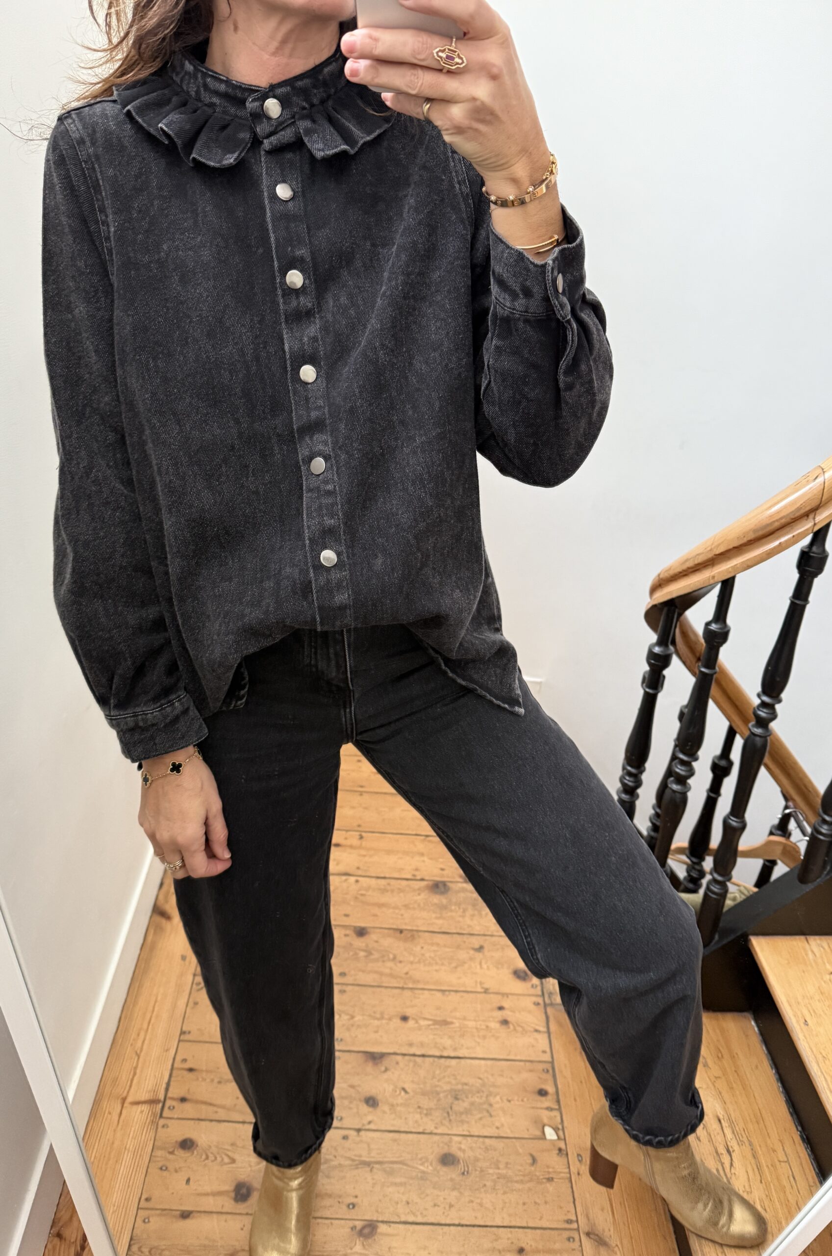 IMG_6102 surchemise col frou frou volant jeans gris