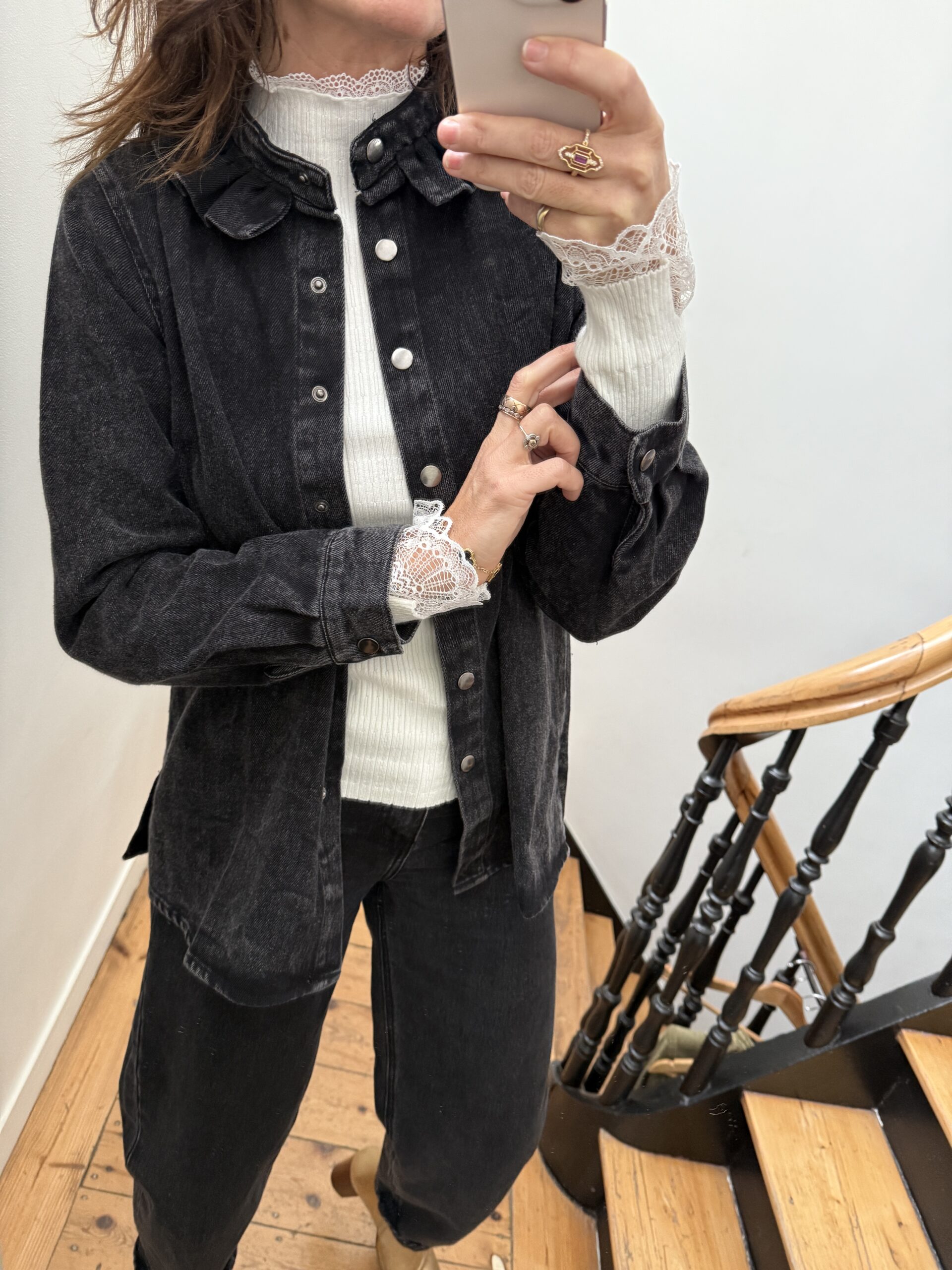 IMG_6106 surchemise col frou frou volant jeans gris