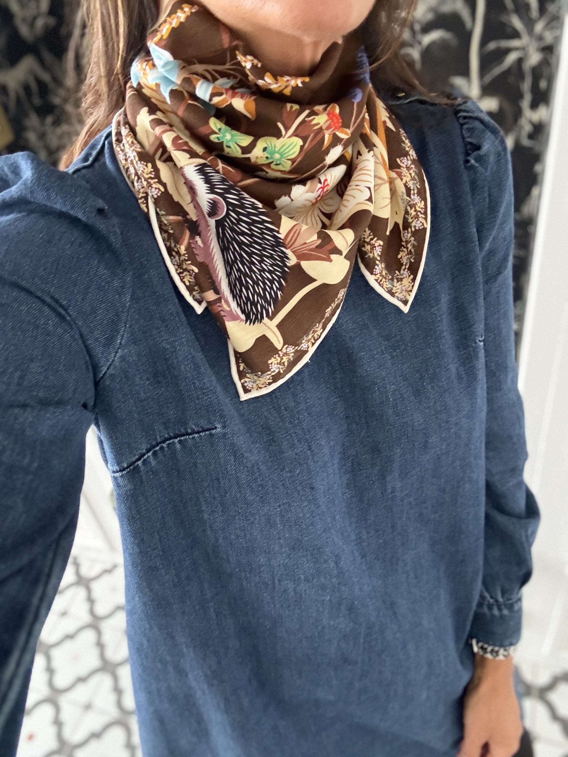 carré laine et soie chocolat multico
