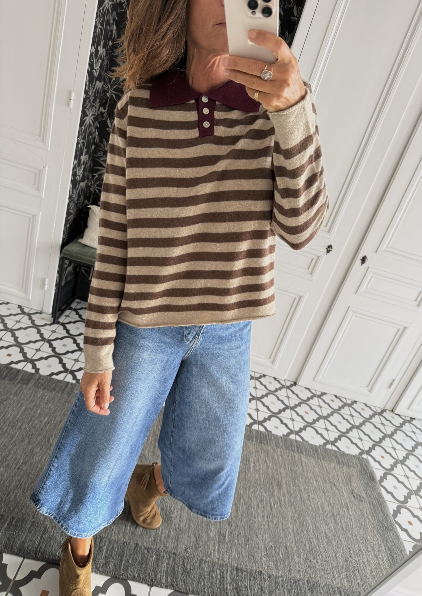 pull léo manches 3/4 bordeaux