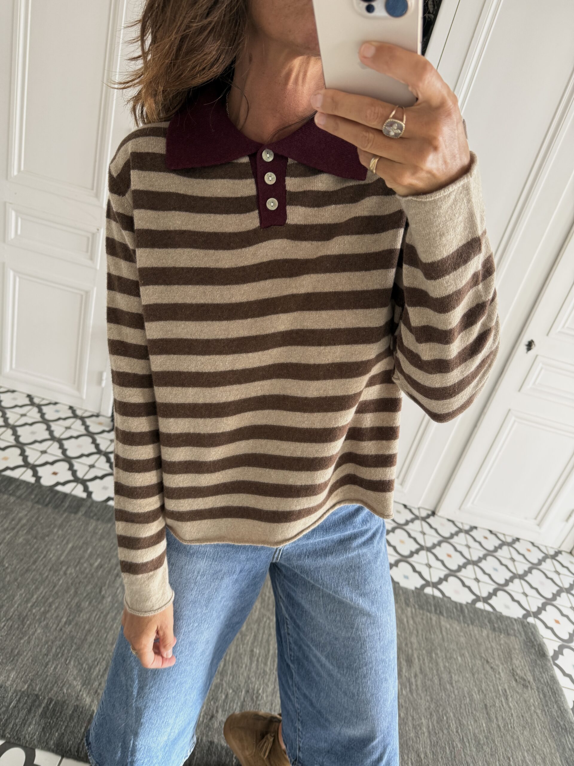 pull léo manches 3/4 bordeaux