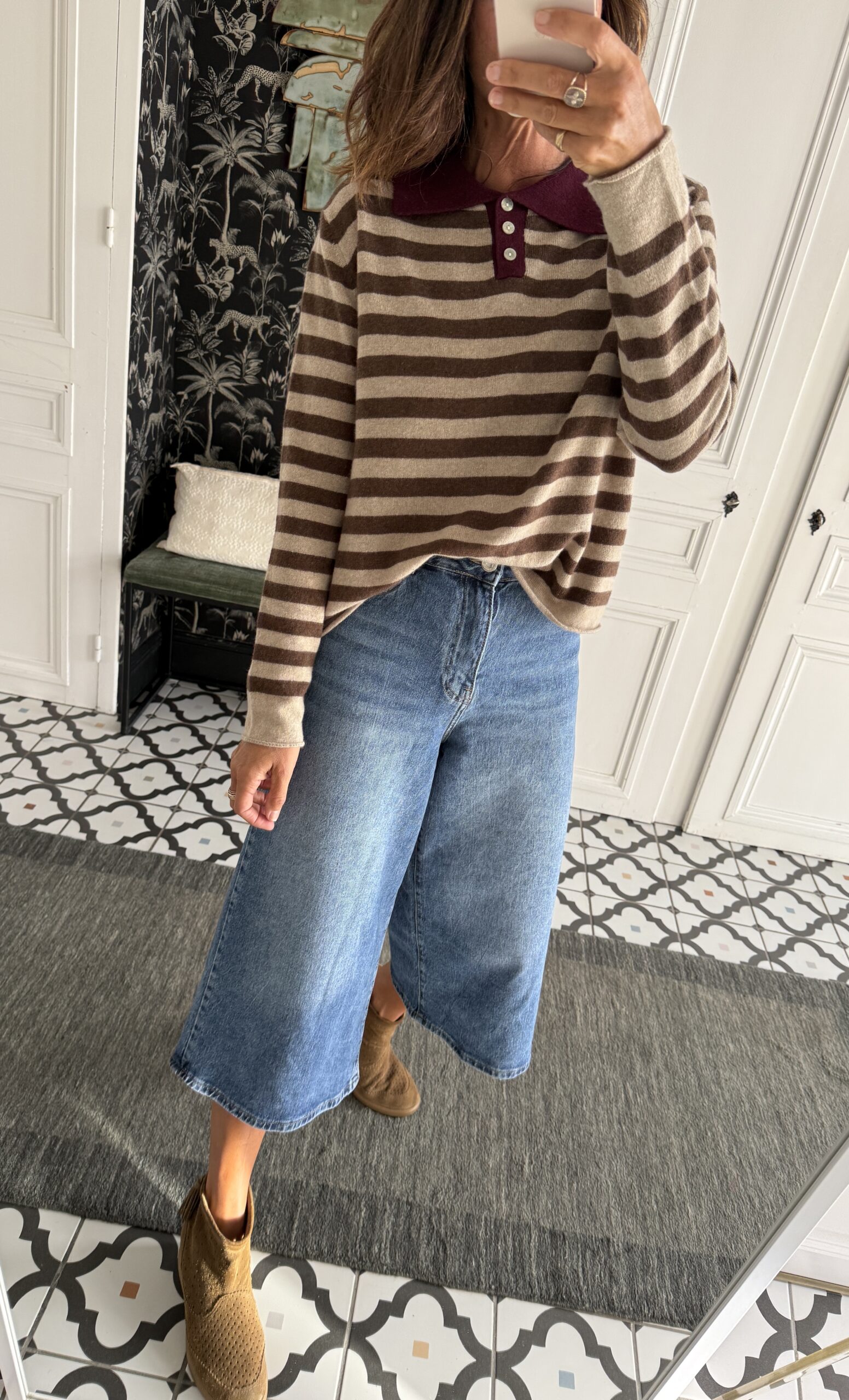 pull léo manches 3/4 bordeaux