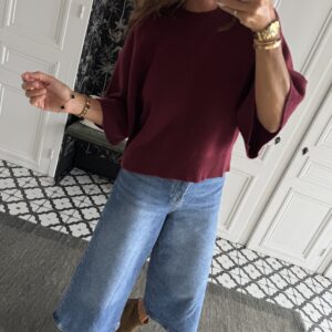 pull léo manches 3/4 bordeaux