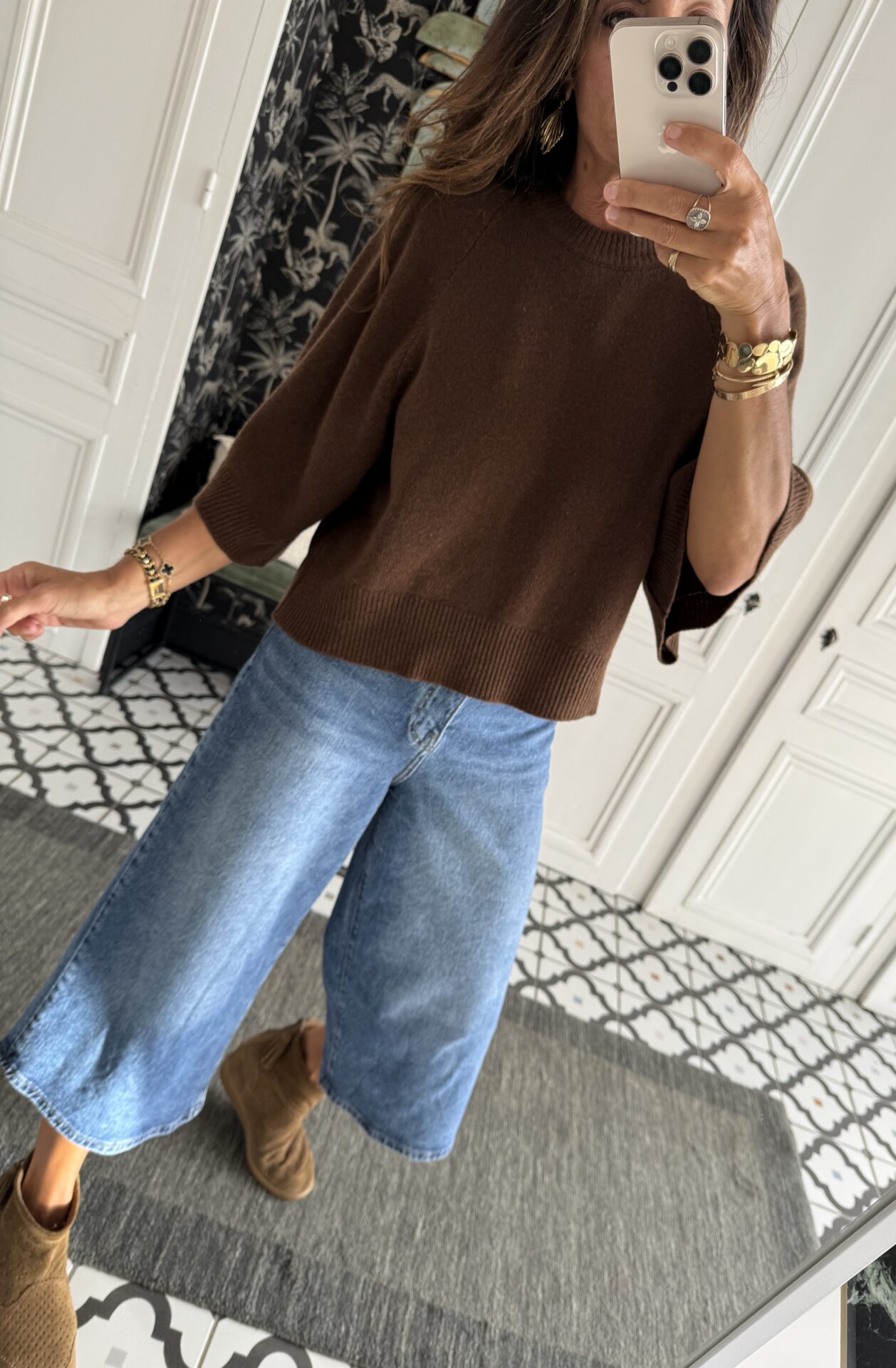 pull léo manches 3/4 bordeaux