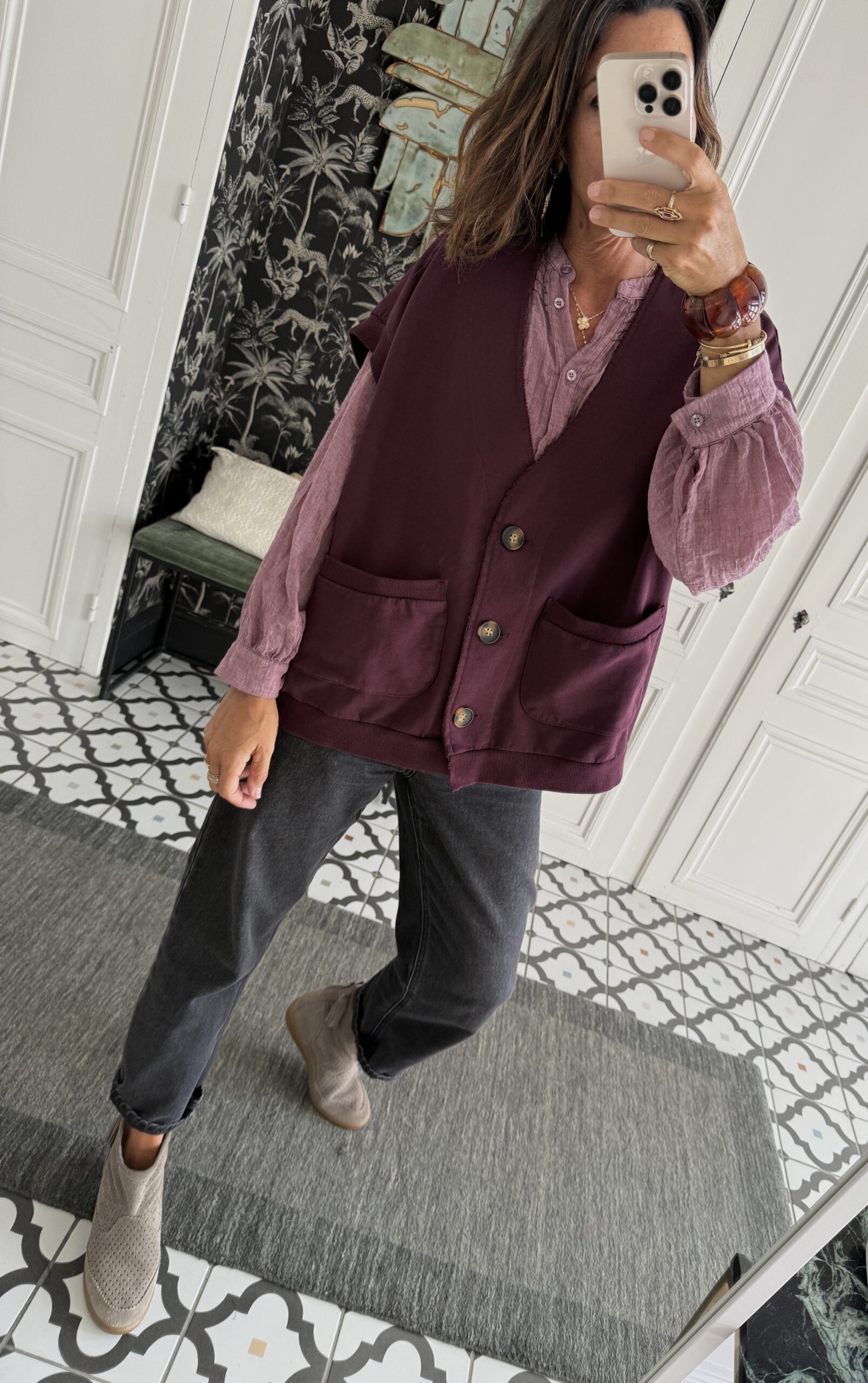 pull paolo rayé bordeaux caramel
