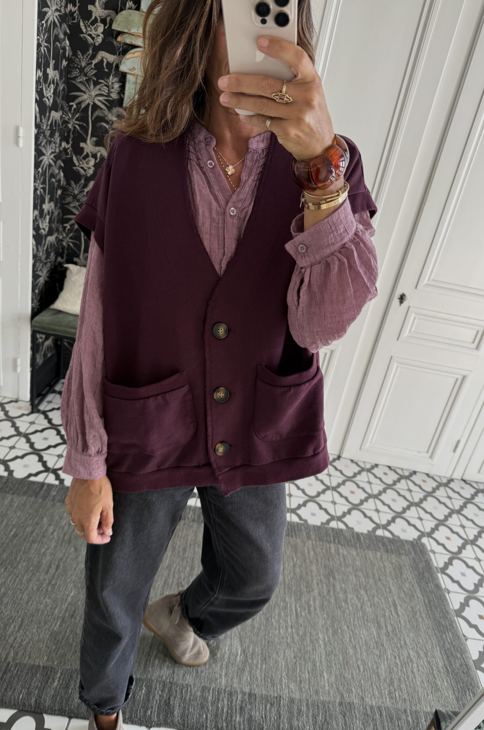 pull paolo rayé bordeaux caramel