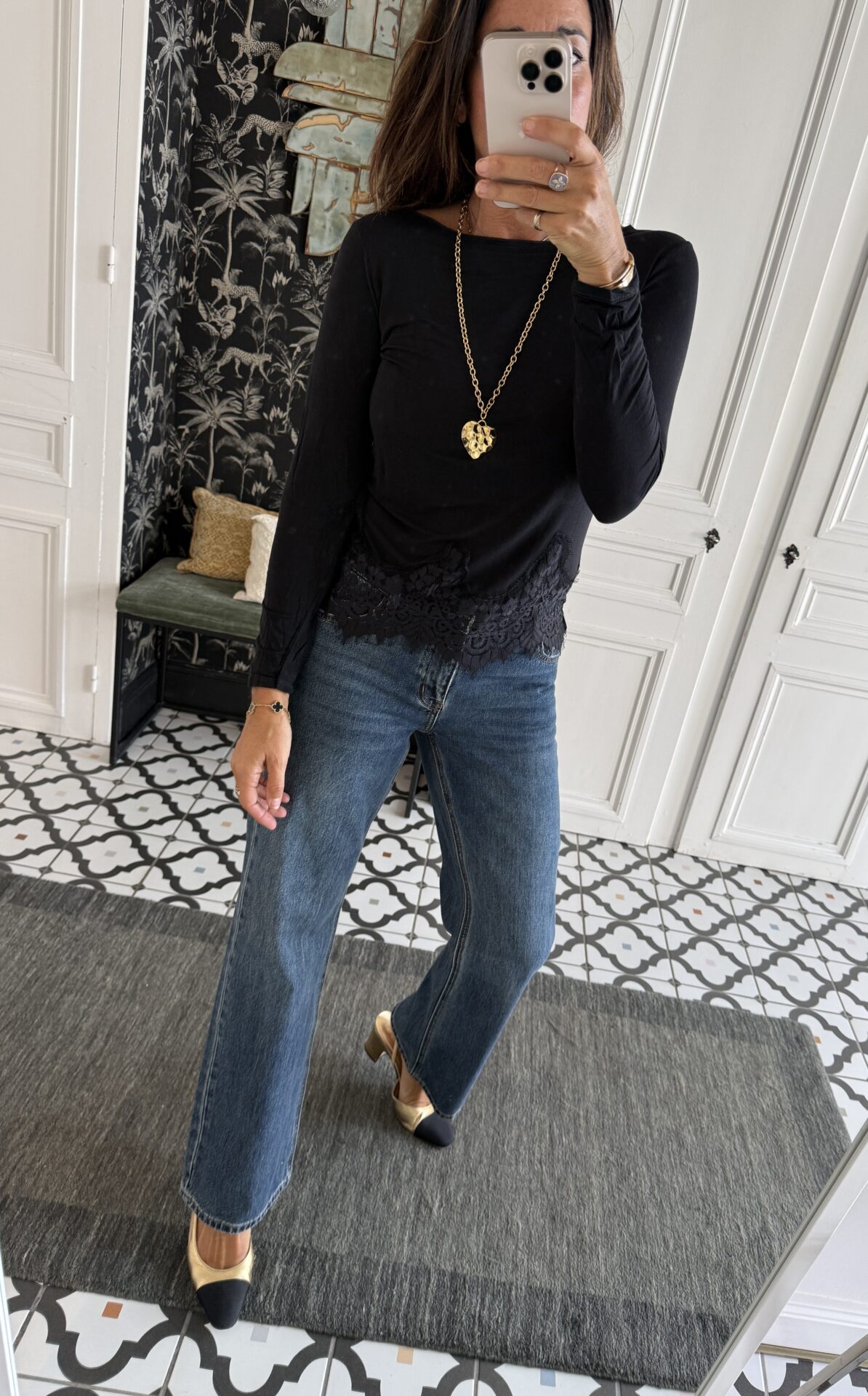 chemise jess col smocké bleu jeans