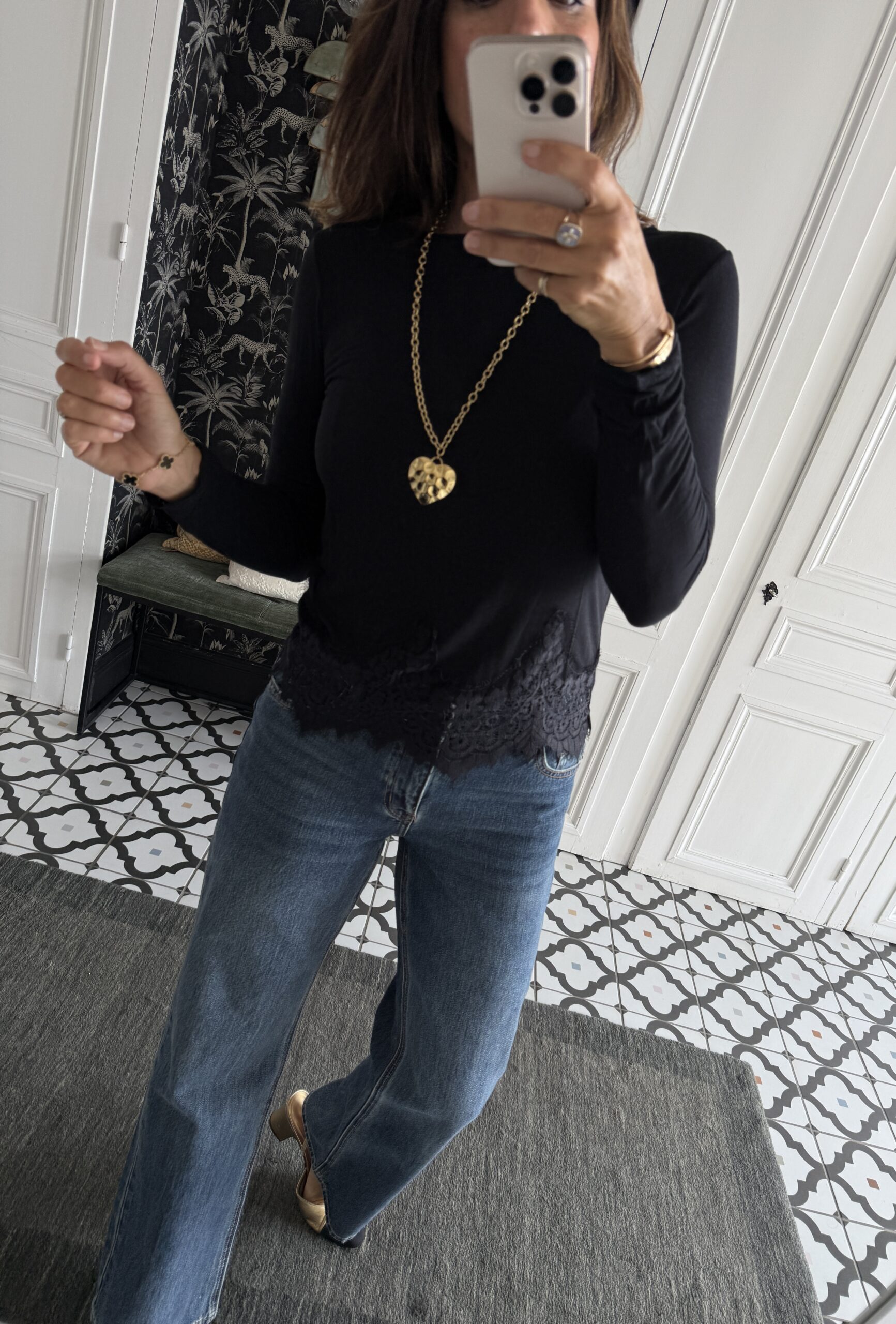 chemise jess col smocké bleu jeans