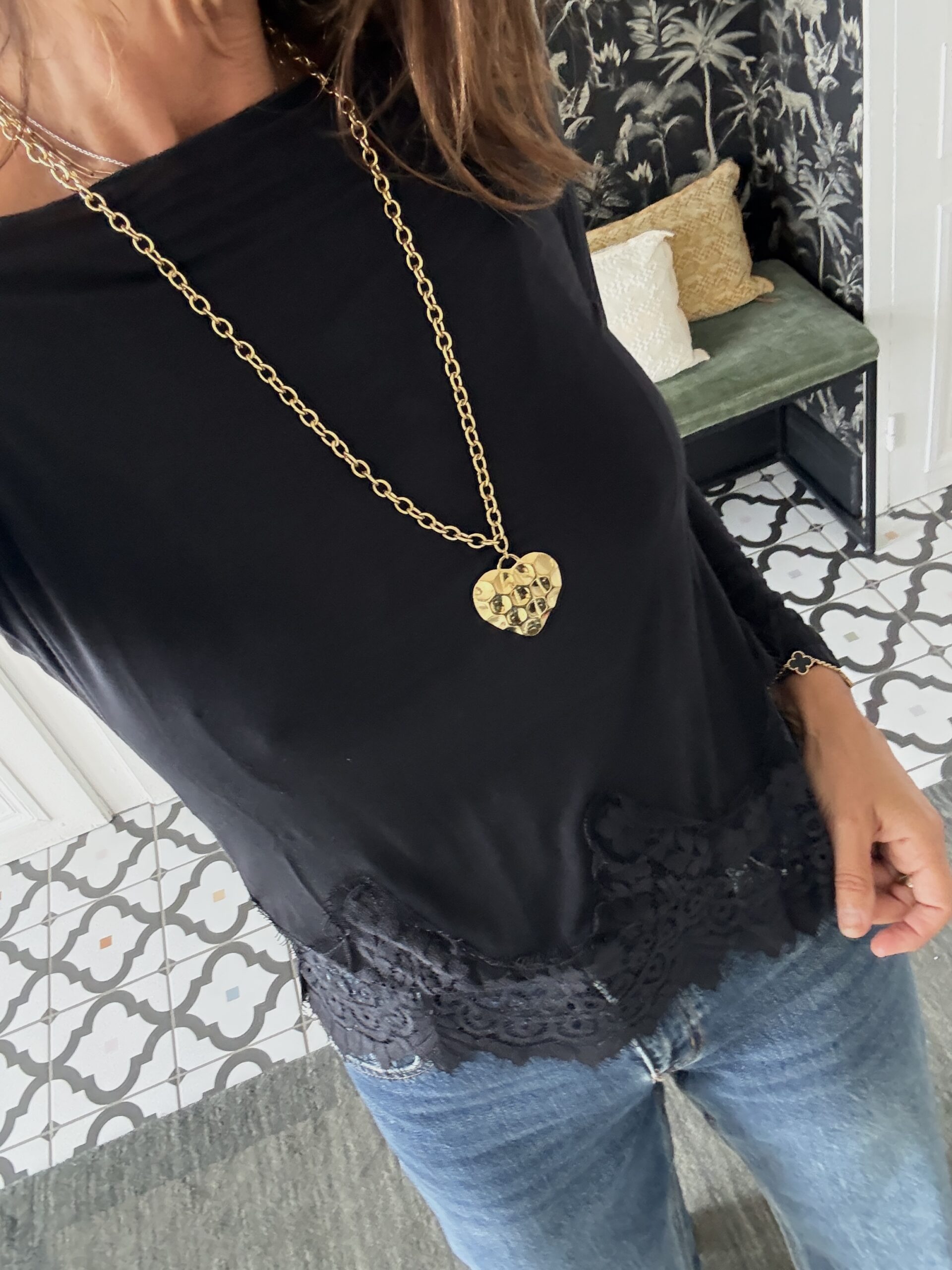 chemise jess col smocké bleu jeans