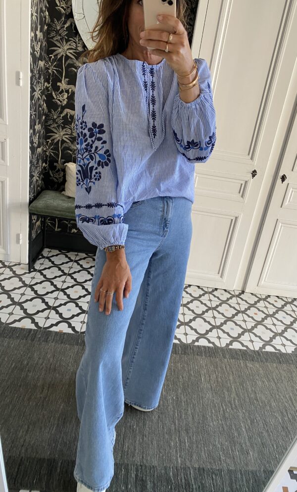 chemise rayée gris écru