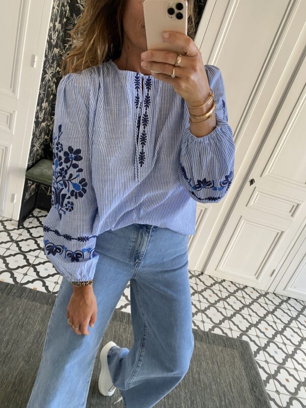 chemise rayée gris écru