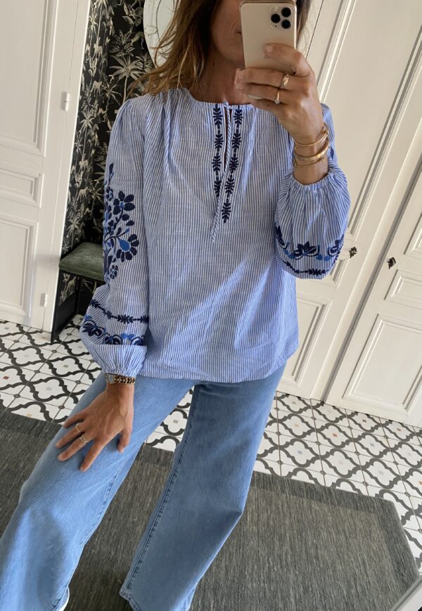 chemise rayée gris écru
