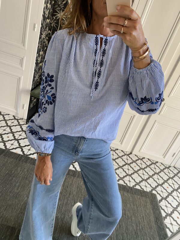 chemise rayée gris écru