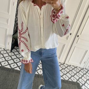 chemise rayée gris écru