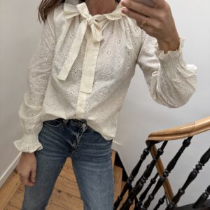 chemise écru noeud brodée