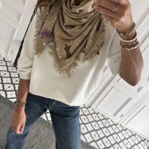 blouse dentelle écru manches évasées