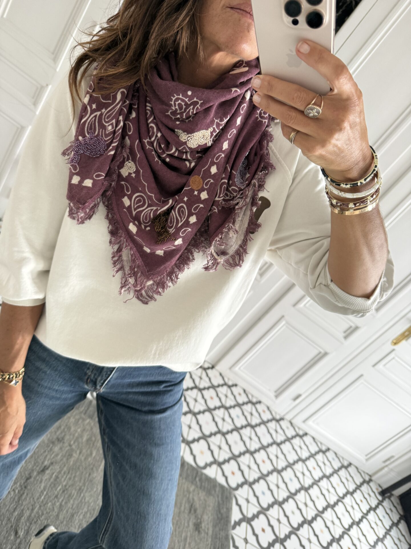 blouse dentelle écru manches évasées