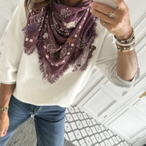 blouse dentelle écru manches évasées