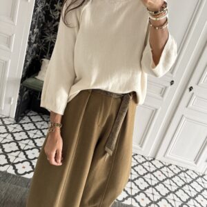 blouse dentelle écru manches évasées