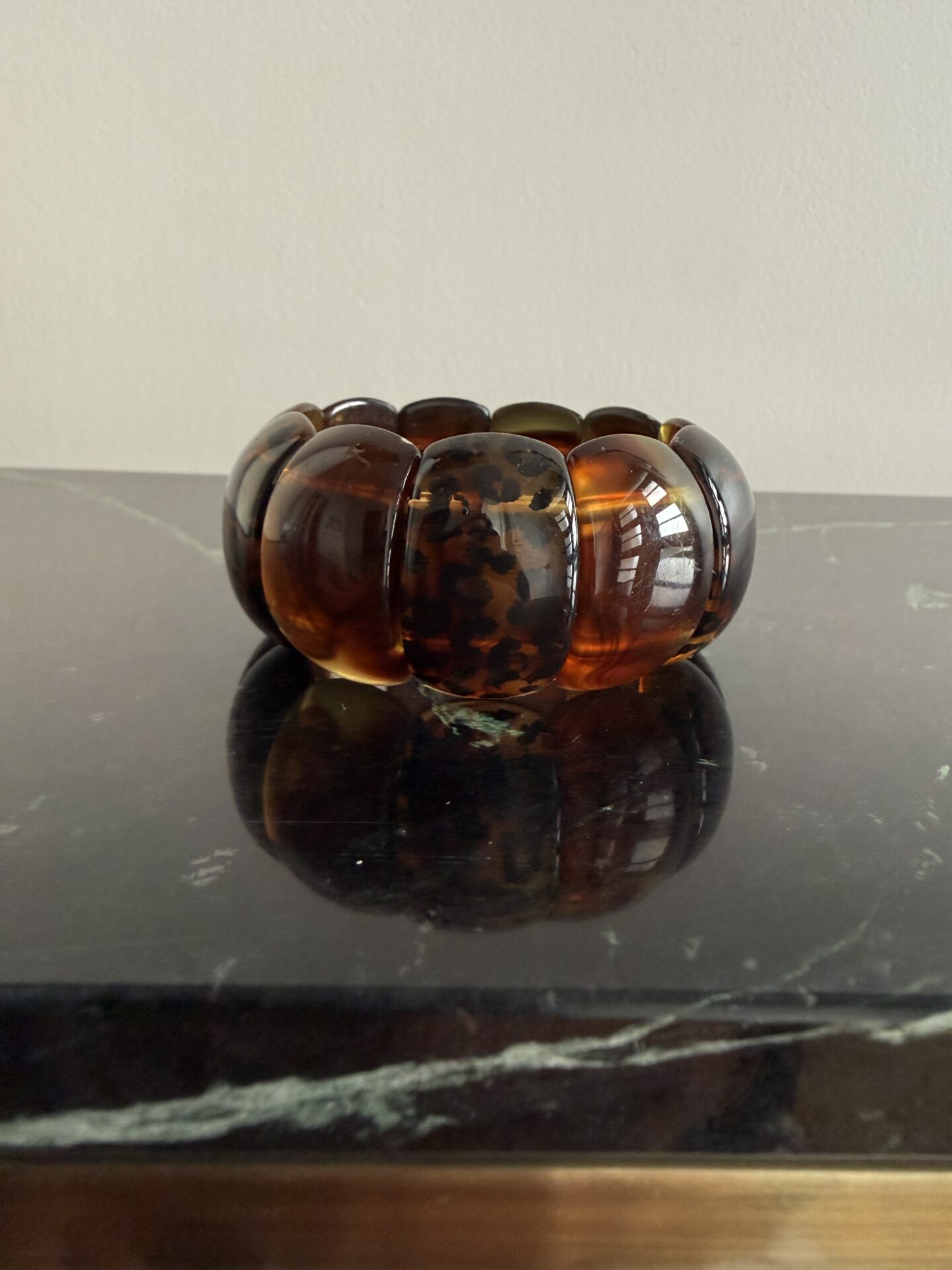 bracelet élastiqué écru doré