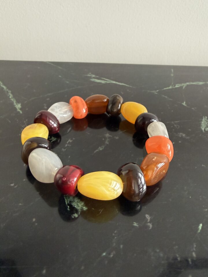 bracelet élastiqué écru doré