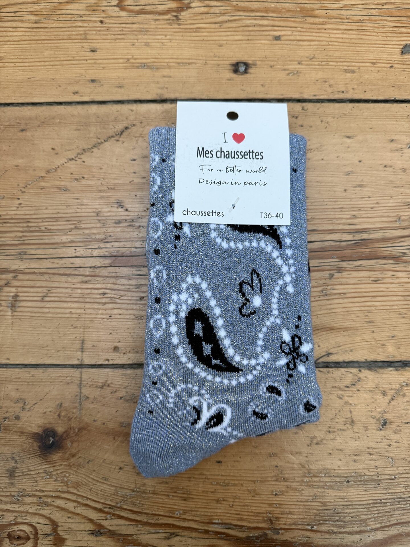 chaussettes bandana lurex bleu