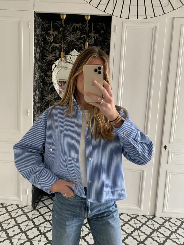 surchemise jeans col volanté