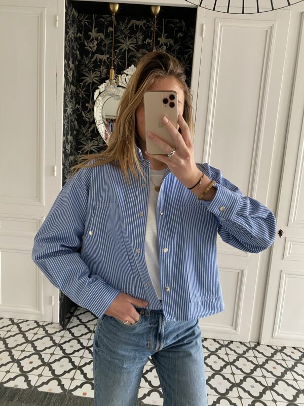 surchemise jeans col volanté