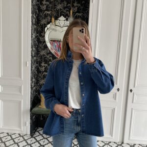 surchemise jeans col volanté