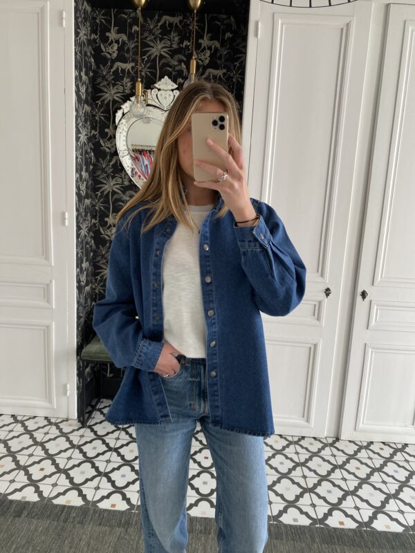 surchemise jeans col volanté