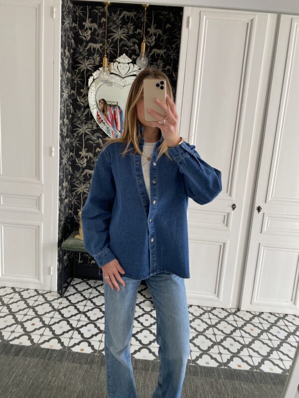 surchemise jeans col volanté