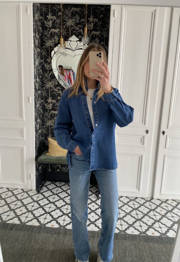 surchemise jeans col volanté