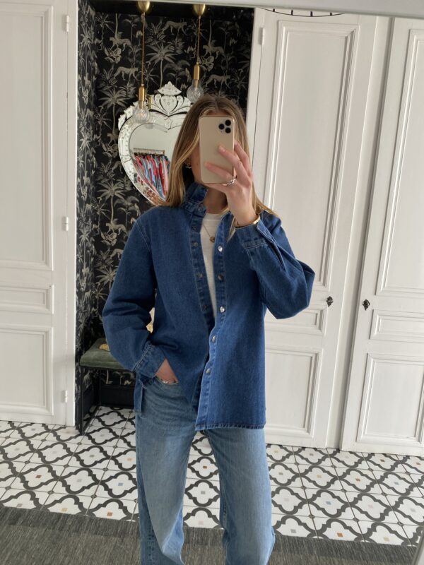 surchemise jeans col volanté