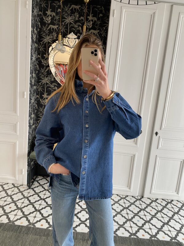 surchemise jeans col volanté