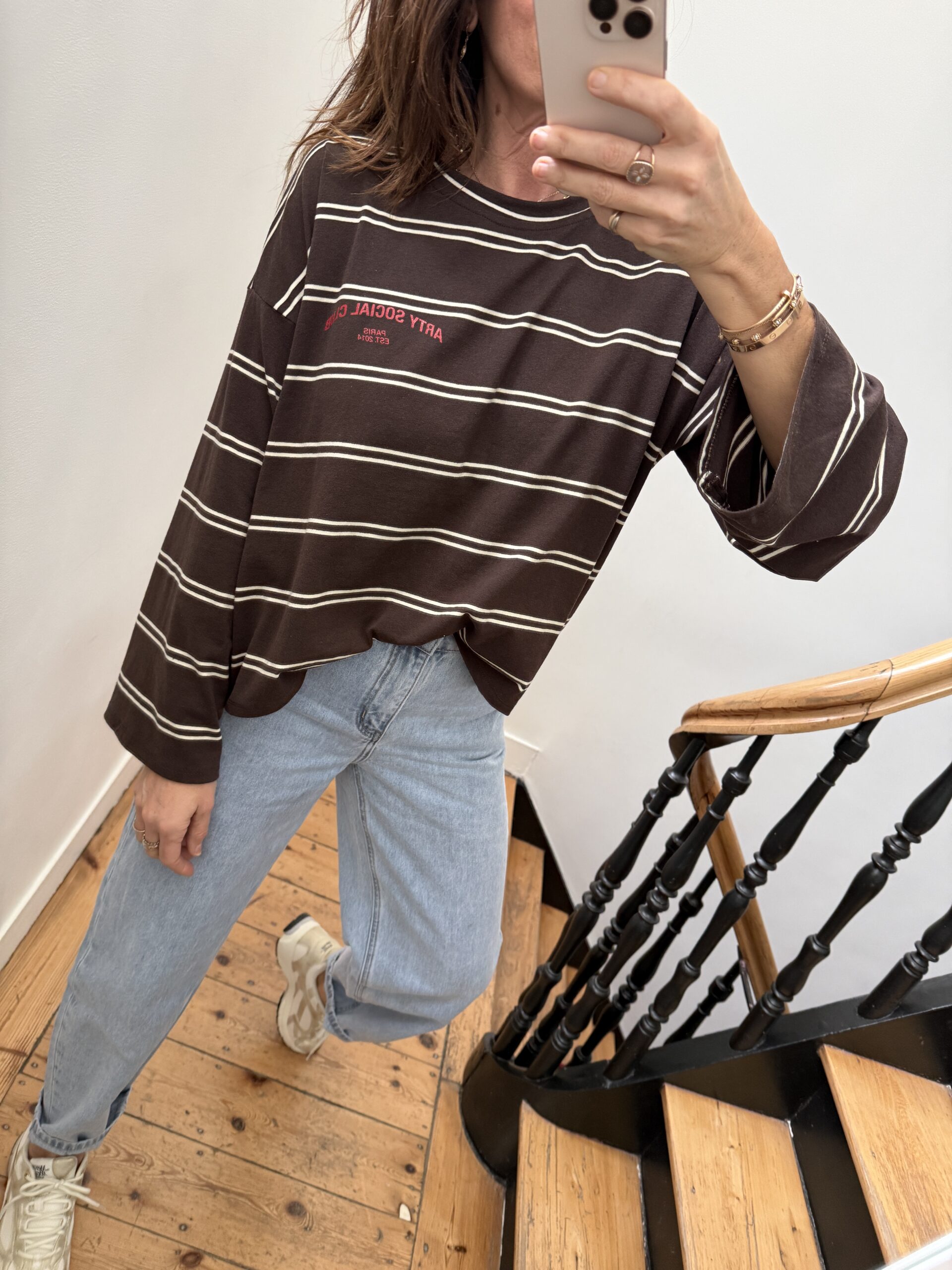 IMG_7756 tee shirt rayé arty social club rose pale