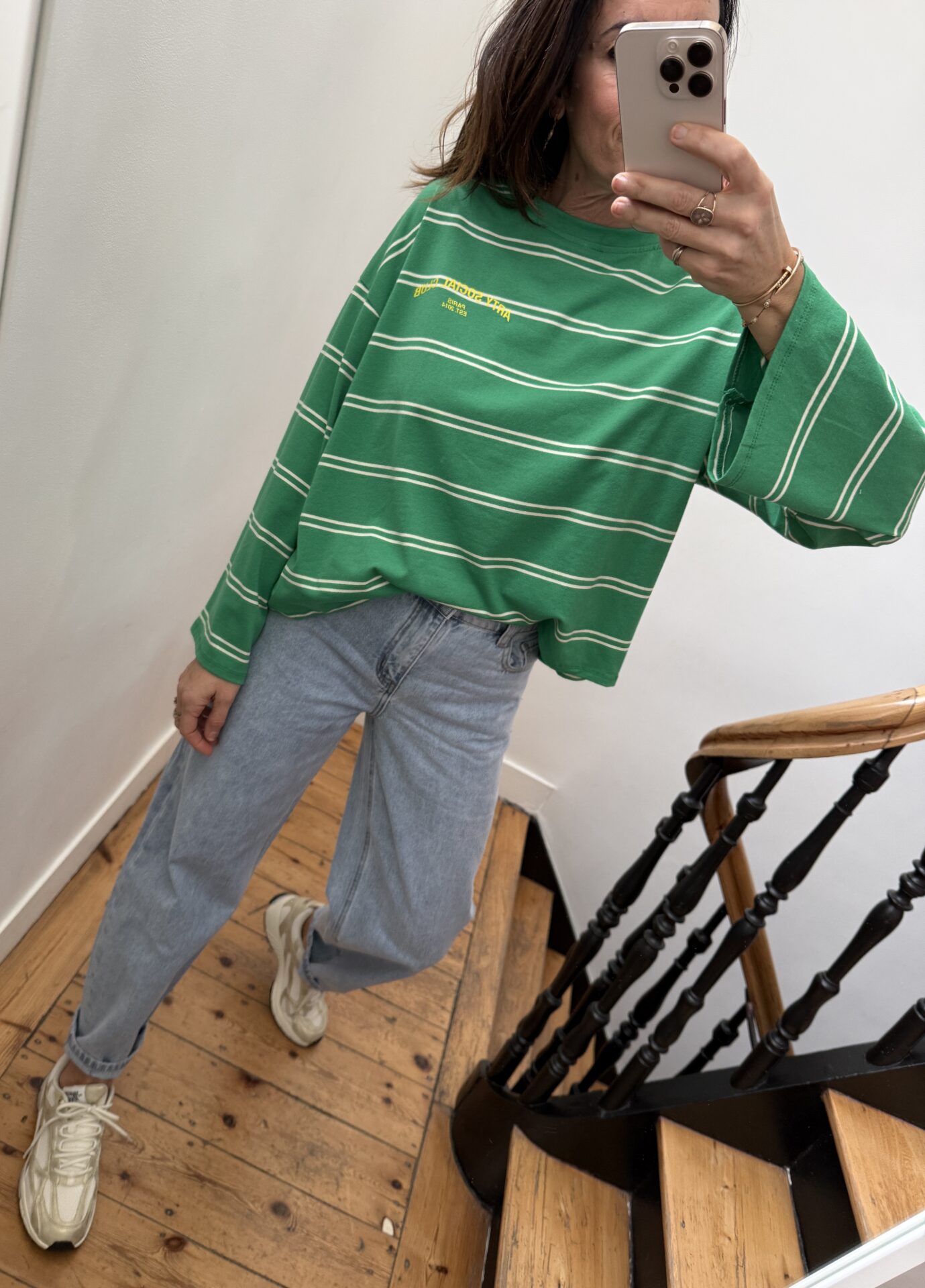 tee shirt rayé arty social club rose pale