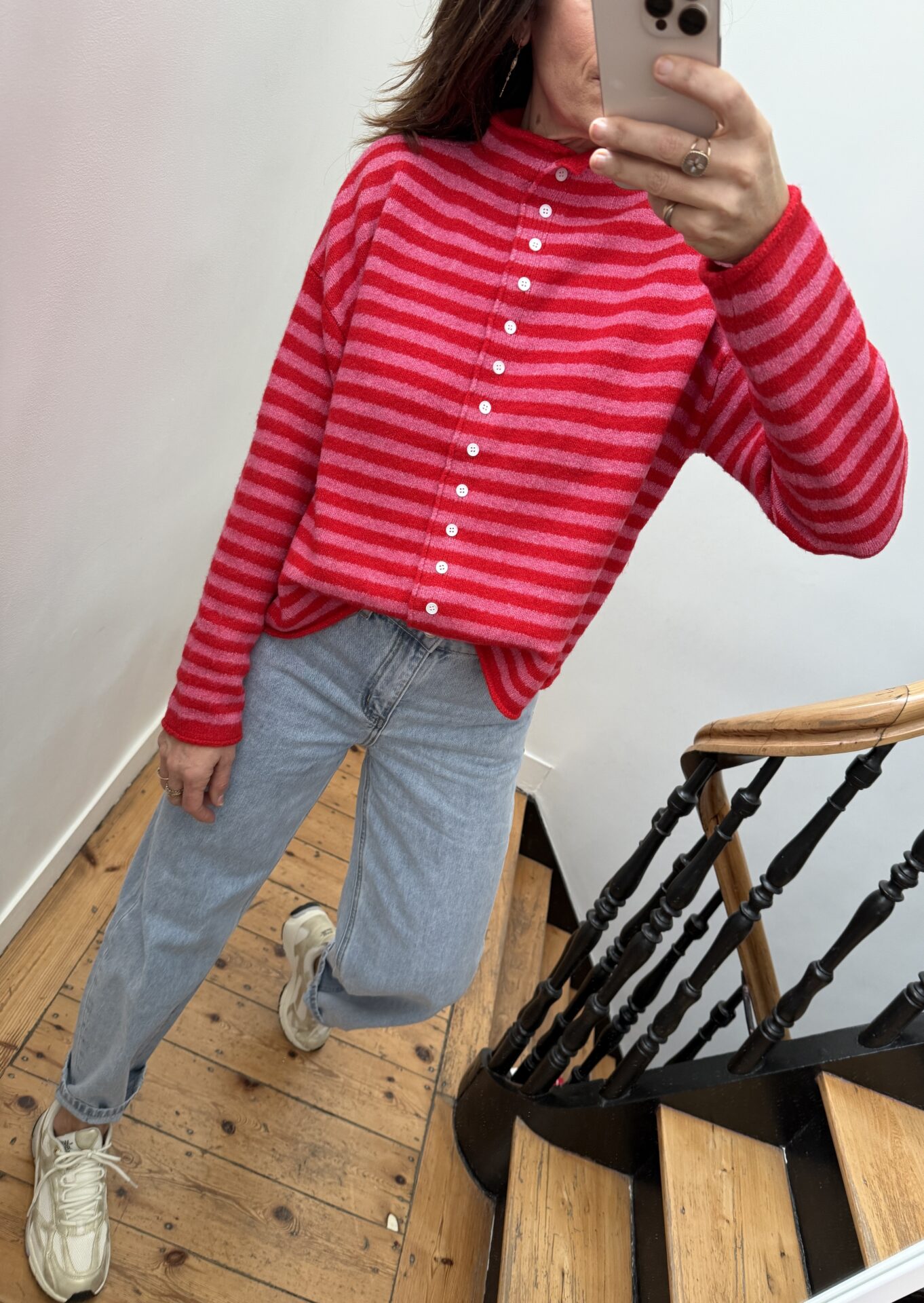 tee shirt rayé arty social club rose pale