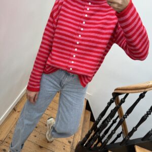 tee shirt rayé arty social club rose pale