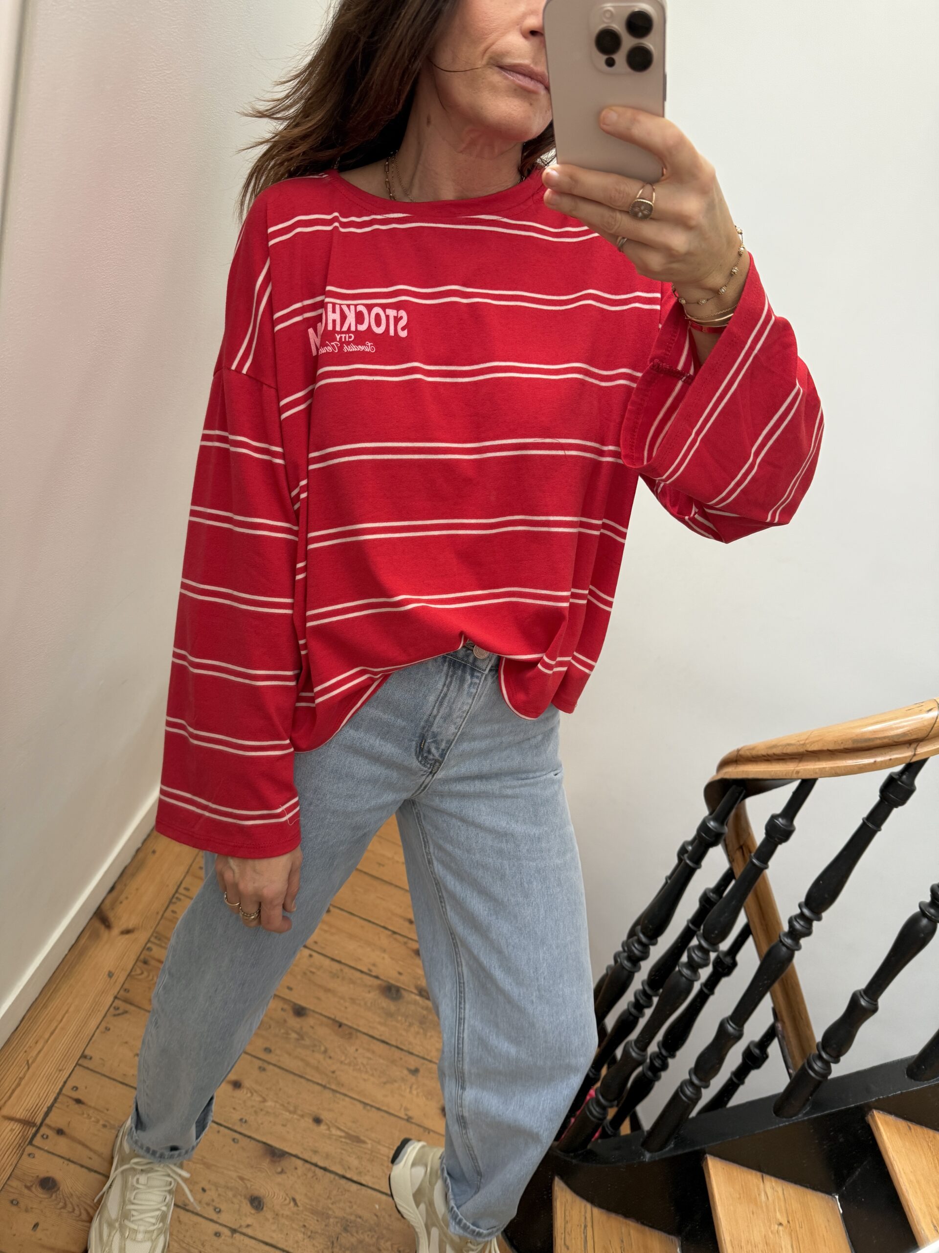 IMG_7784 tee shirt rayé arty social club rose pale