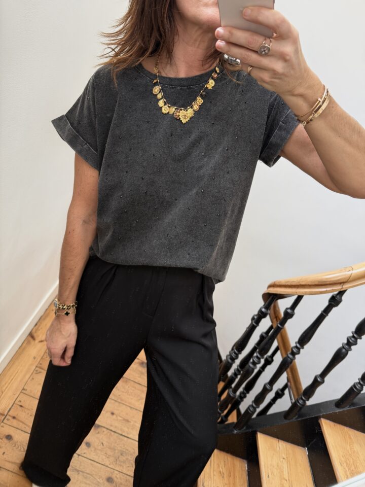 tee shirt rayé arty social club rose pale