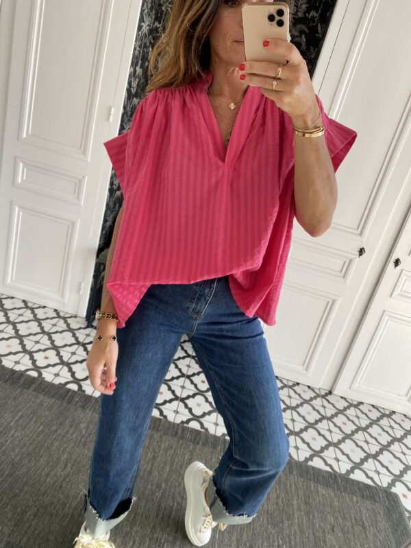 robe jeans col volanté