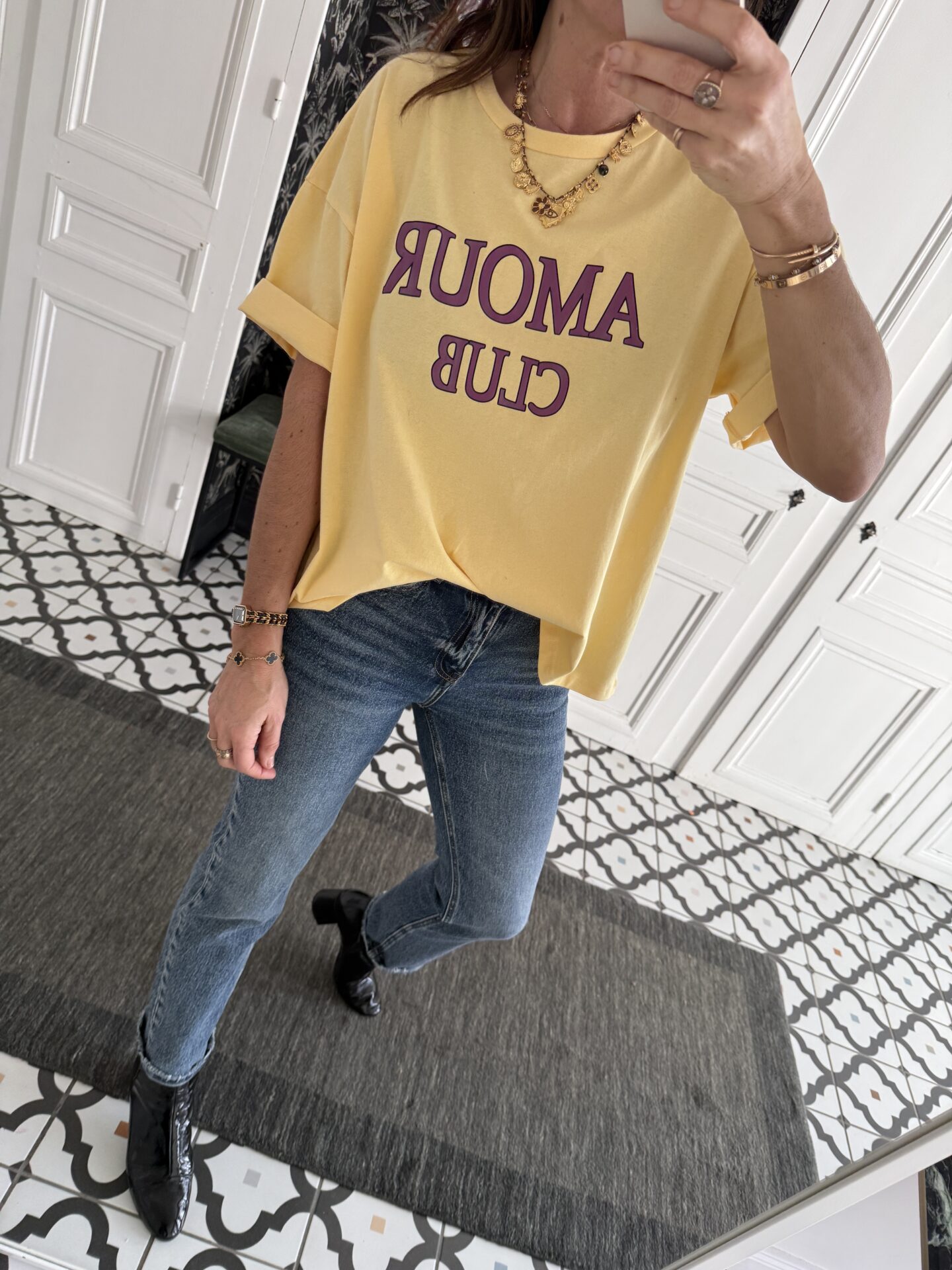 tee shirt amour club jaune