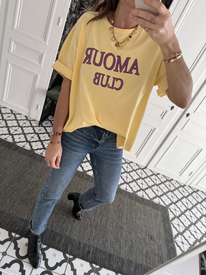 tee shirt amour club jaune