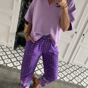 jeans oraije violette blanc